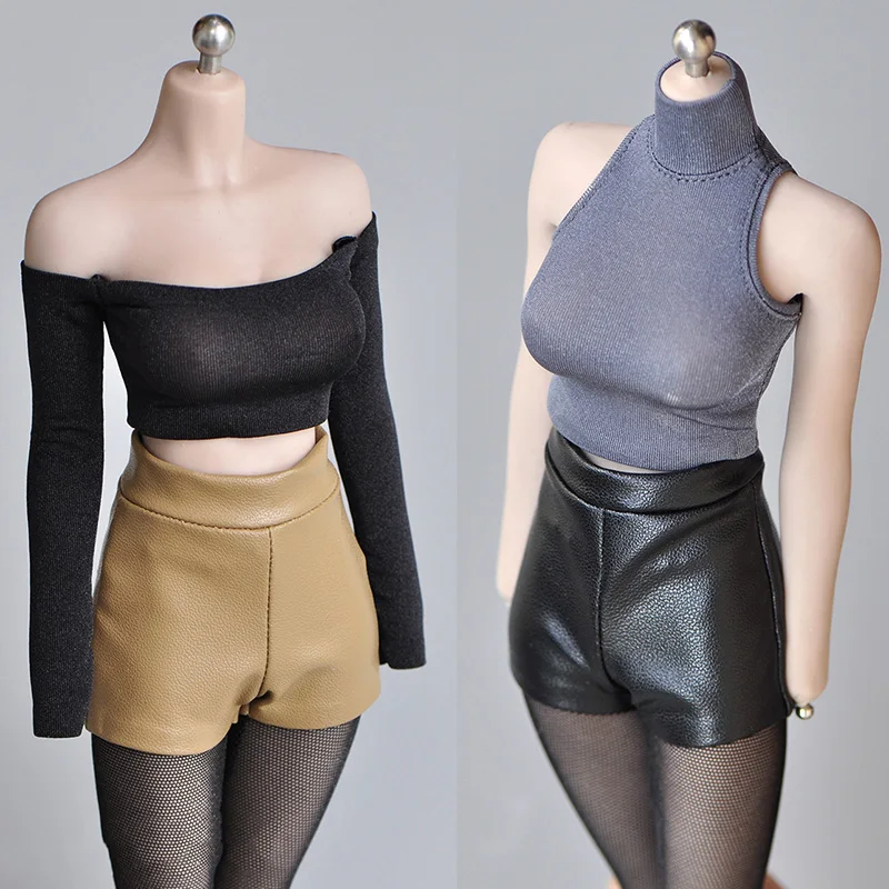 

1/6 Scale Sexy Leather Elastic Stretch Mini Shorts Accessory Model for 12 inches Action Figure Doll
