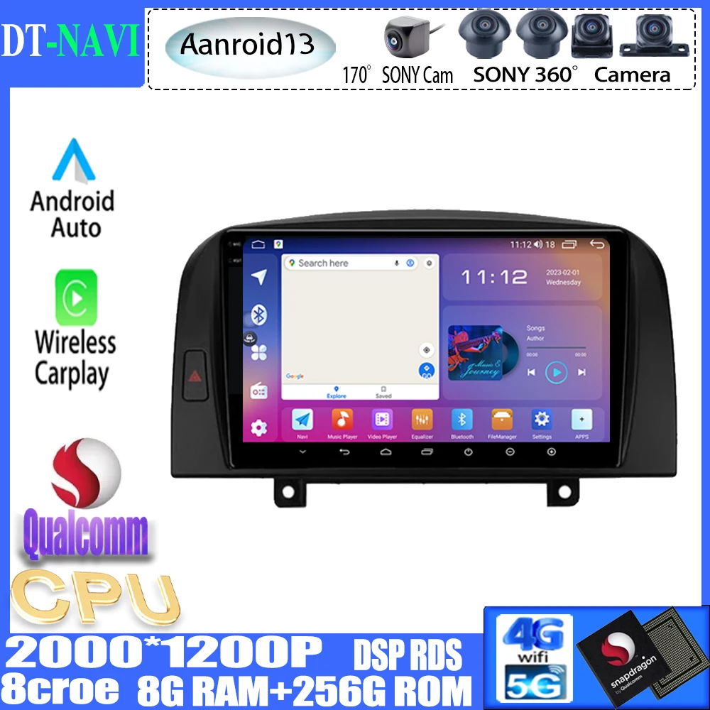

Qualcomm Android 13 For Hyundai SONATA NF 2004 2005 2006 -2008 Car Radio Stereo Player Navigation GPS Carplay WIFI DSP No 2din