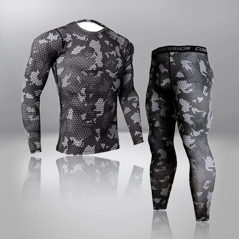 

2 Pcs Men's Tracksuit Underwear Gym Fitness Compression Sports Suit Clothes Running Jogging Sport Wear Exercise Workout Tights