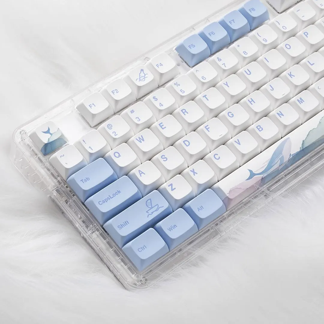 

133 Keys Ocean Whale Theme XDA Profile PBT Keycaps For Mechanical Keyboard MX Switches DYE-Sublimation Blue White Gaming Keycap