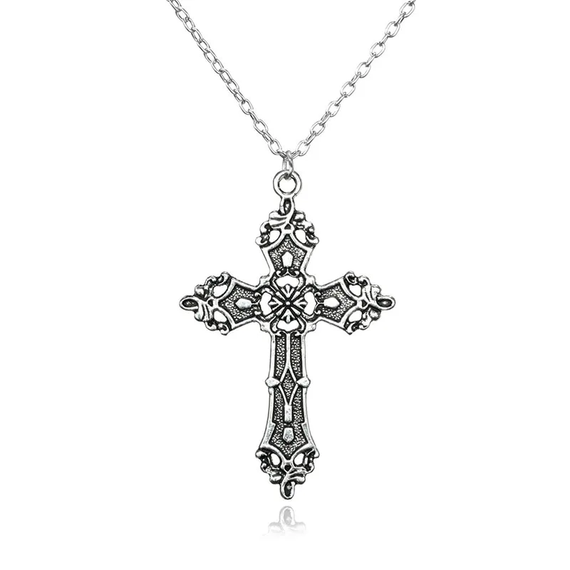 

Vintage Cross Pendant Necklace for Women Goth Accessories Gothic Grunge Male Neck Long Chain Summer Aesthetic Holiday Gifts 2022