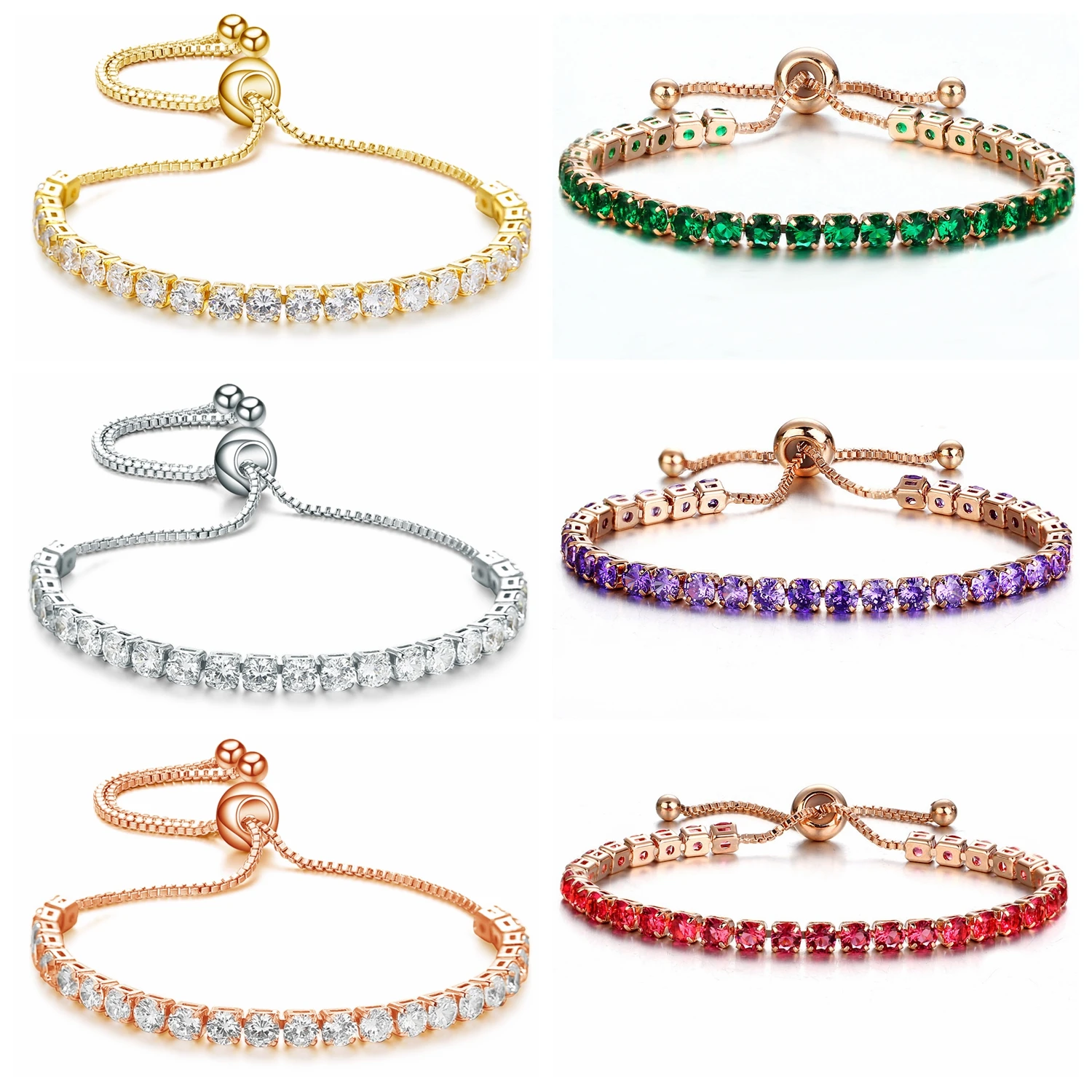 

Cubic Zirconia Trendy Tennis Bracelet For Women White Yellow Rose Gold Bangle Jewelry Gift Girl Teens Ladies Wife Mother Sister