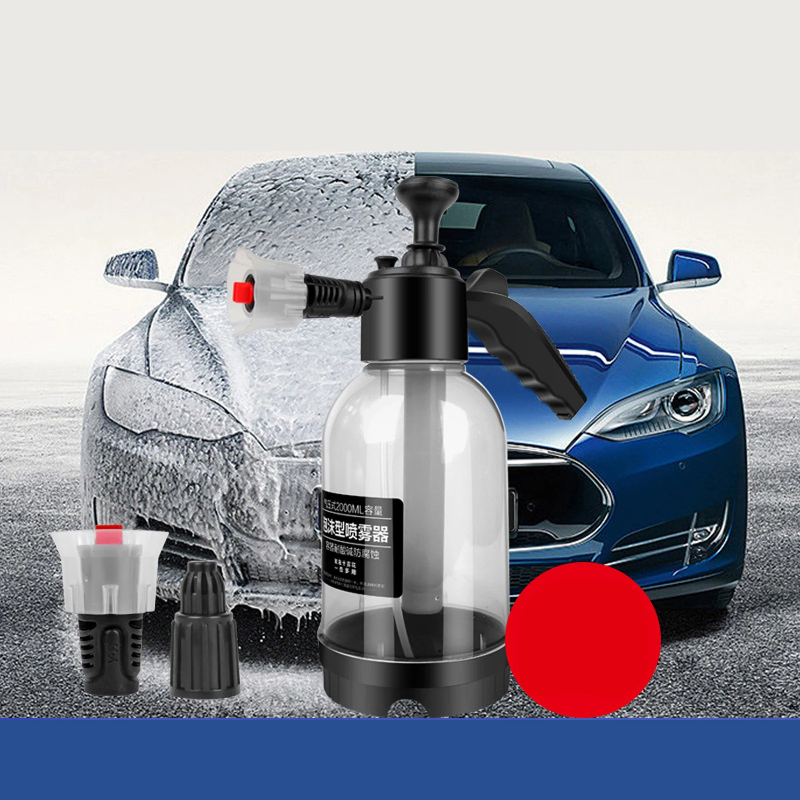 

Portable Car Wash Foam Pressure Sprayer 2L Watering Can Multipurpose Handheld for Indoor Outdoor Clear