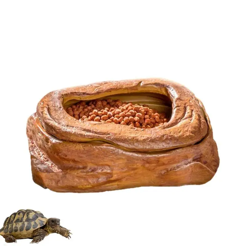 

Миска водная для рептилий, миска для кормления амфибий из смолы, стабильная и нелегко накрывать змеиную кормушку для удержания червей, мелк...