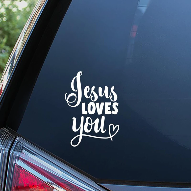 

Jpct creative Jesus loves you decal for cars, text, windows high quality waterproof decorative ethyl thin stickers 20cm x 15cm