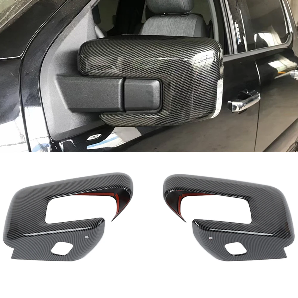 for Ford F150 F-150 2021 2022 Front Side Rearview Mirror Cover Decoration Trim Car Exterior Accessories ABS Carbon Fiber Black