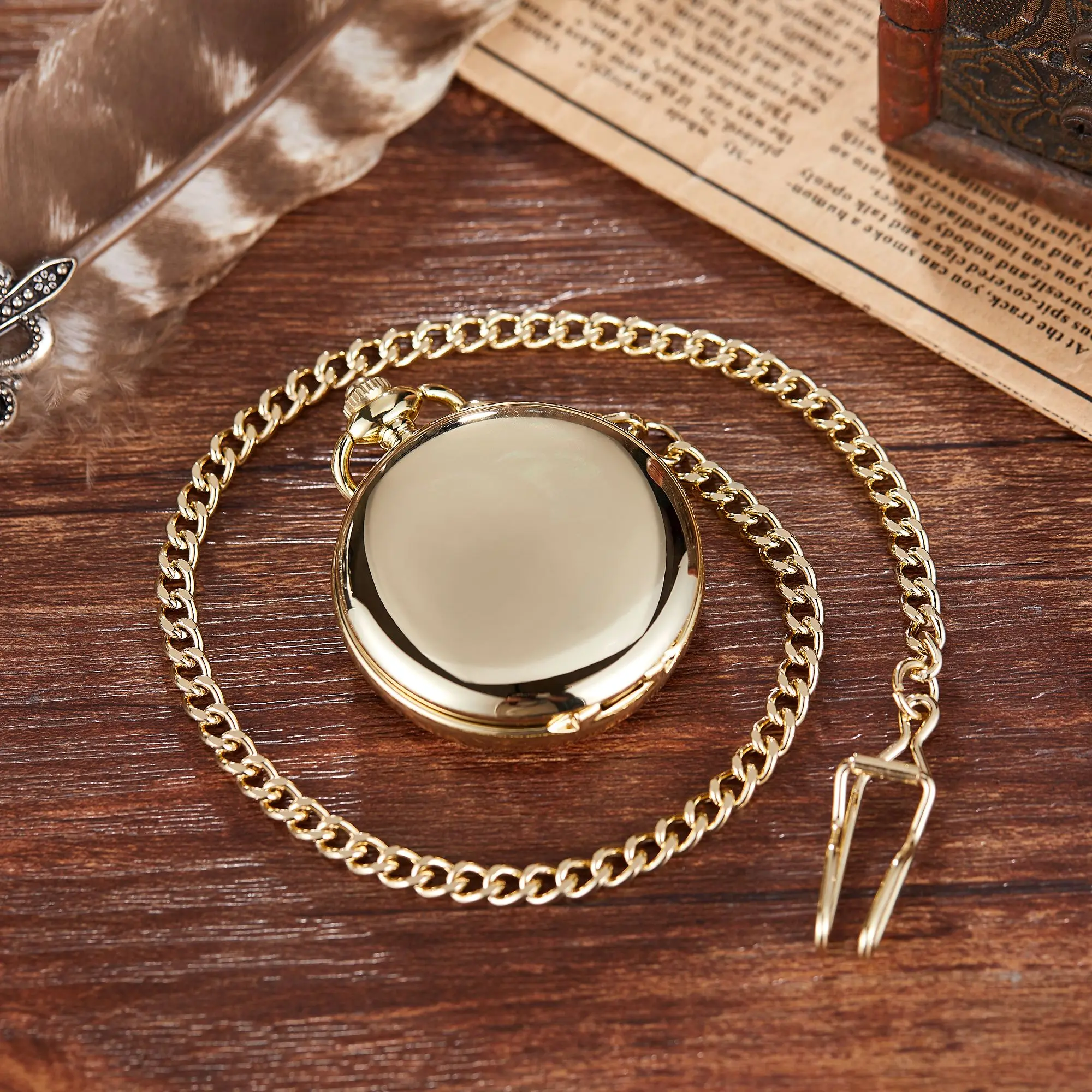 Gorben Classic Smooth Surface Mechanical Pocket Watch with Chain Xmas Birthday Wedding Father Day Gift