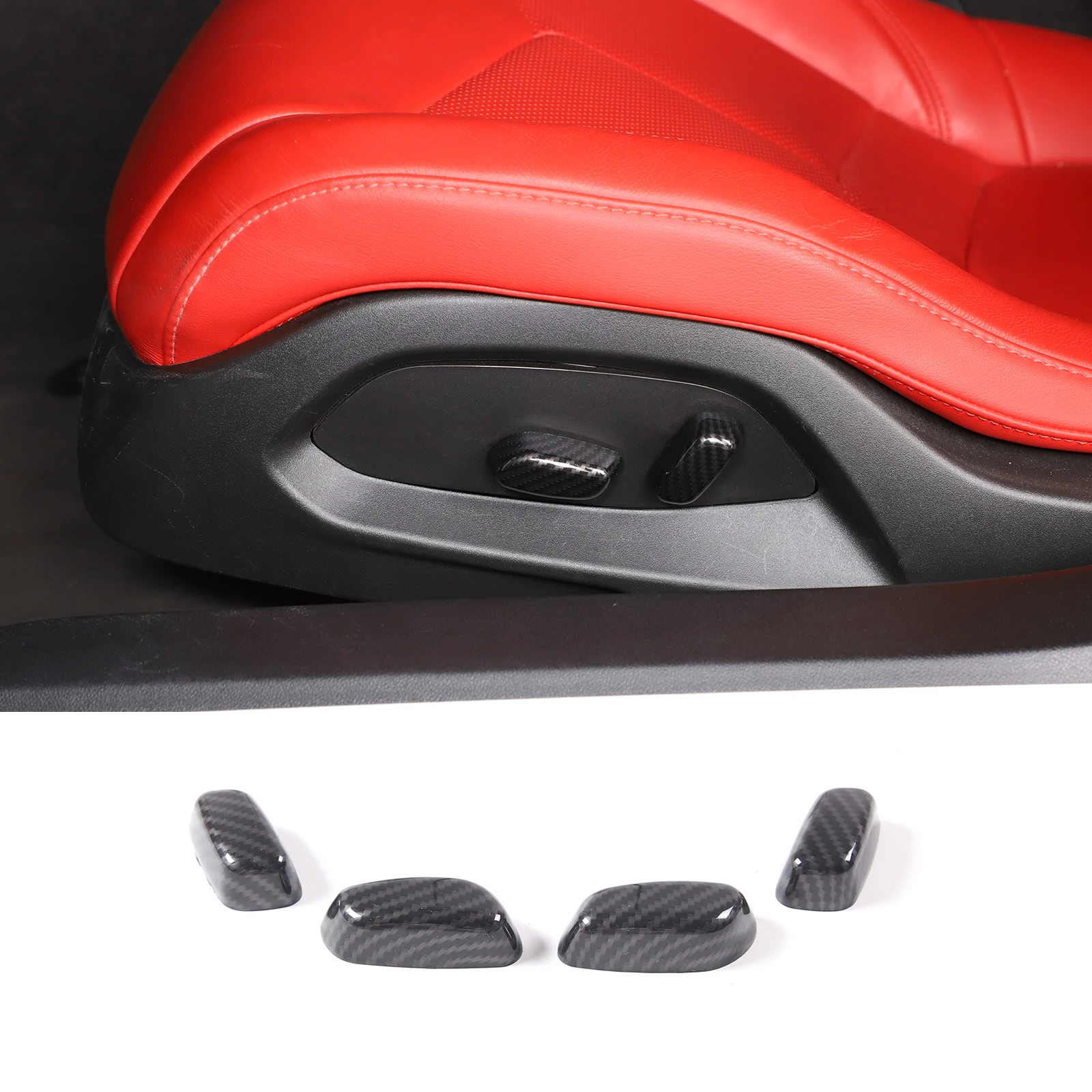 

For Chevrolet Corvette C8 Z51 Z06 2020-2023 ABS Carbon Fiber Car Seat Adjust Button Switch Cover Trim Sticker Car Accessories