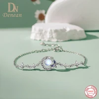 Denean Sterling Silver 925 Moon Butterfly Bracelets Moonstone Thorn Star Charm Bracelet for Women Fashion Aesthetic Jewelry Gift