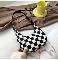 xiuya elegant handbags for women 2022 autumn trendyol checkerboard print underarm shoulder bag casual korea female bags purse