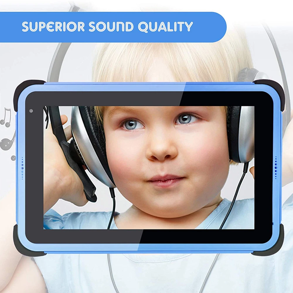 Синий 7 дюймов HD IPS Детские планшеты Android 11 WIFI 6 Quad Core 2GB 32GB 3000mAh G-сенсор Обучающие