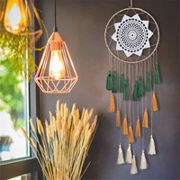 2022 boho tassel dream catchers handmade wall hanging cotton thread ornament craft for home bedroom decor