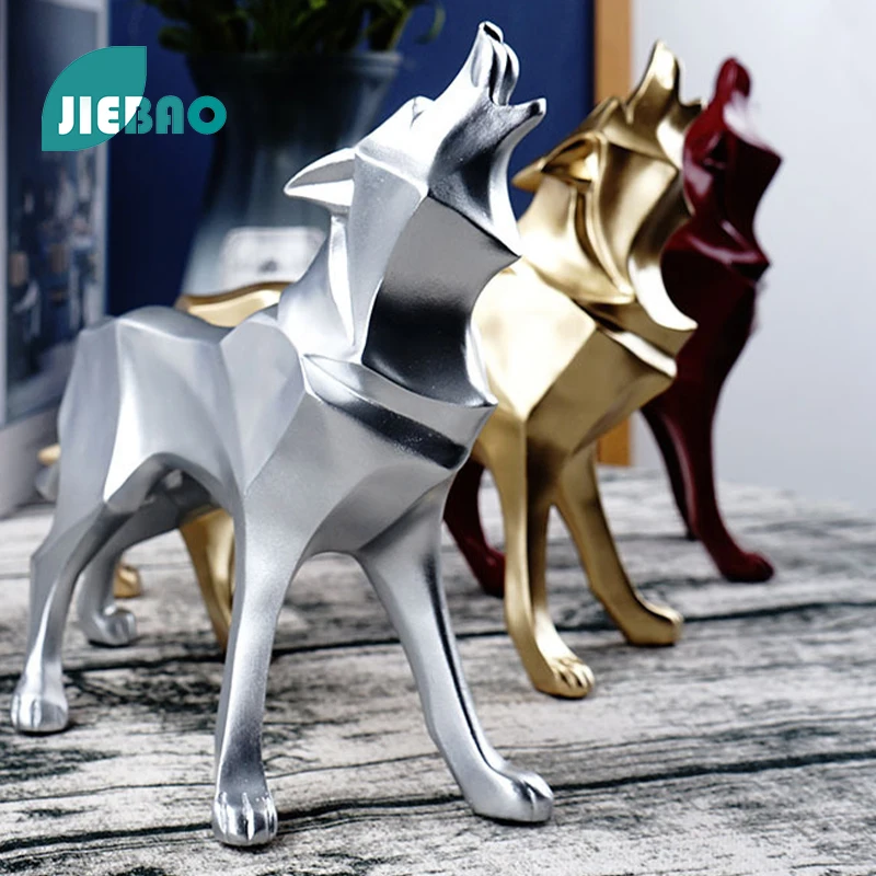 

Resin Statue Geometry Wolf Nordic Abstract Ornaments For Figurines Interior Sculpture Room Home Decor