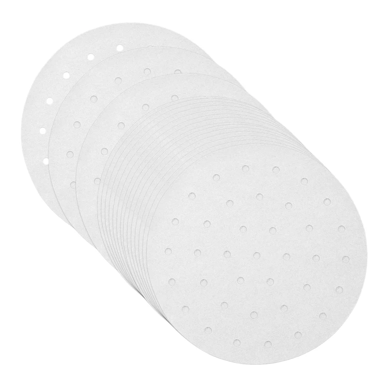 

200 Pcs 8.5 Inch Air Fryer Liner Wood Pulp Paper Wood Pulp Paper Round Steamer Paper For Air Fryer Steaming Basket