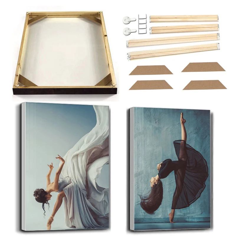 

Dancing Woman Hand Oil Painting Living Room Decor Wall Art Canvas Painting with Frame Modern Print Abstract Figure Picture