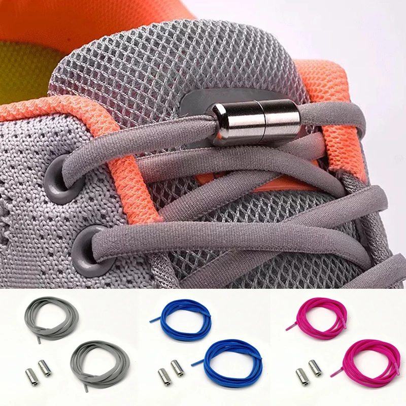 

1 Pair Elastic No Tie Shoelaces Lazy Quick Lace For Kids and Adult Sneakers Metal Lock Shoe Strings