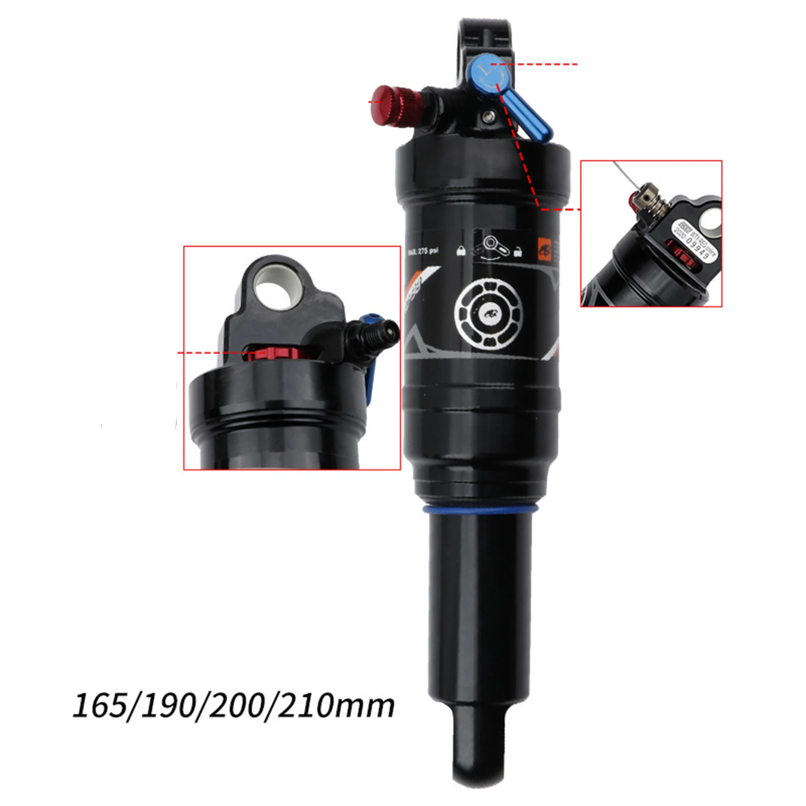 

Air Rear Shock Aluminum Alloy Black DNM AO-38RL For DH XC AM Rebound/Lock Out/Air Pressure With Remote Lockout