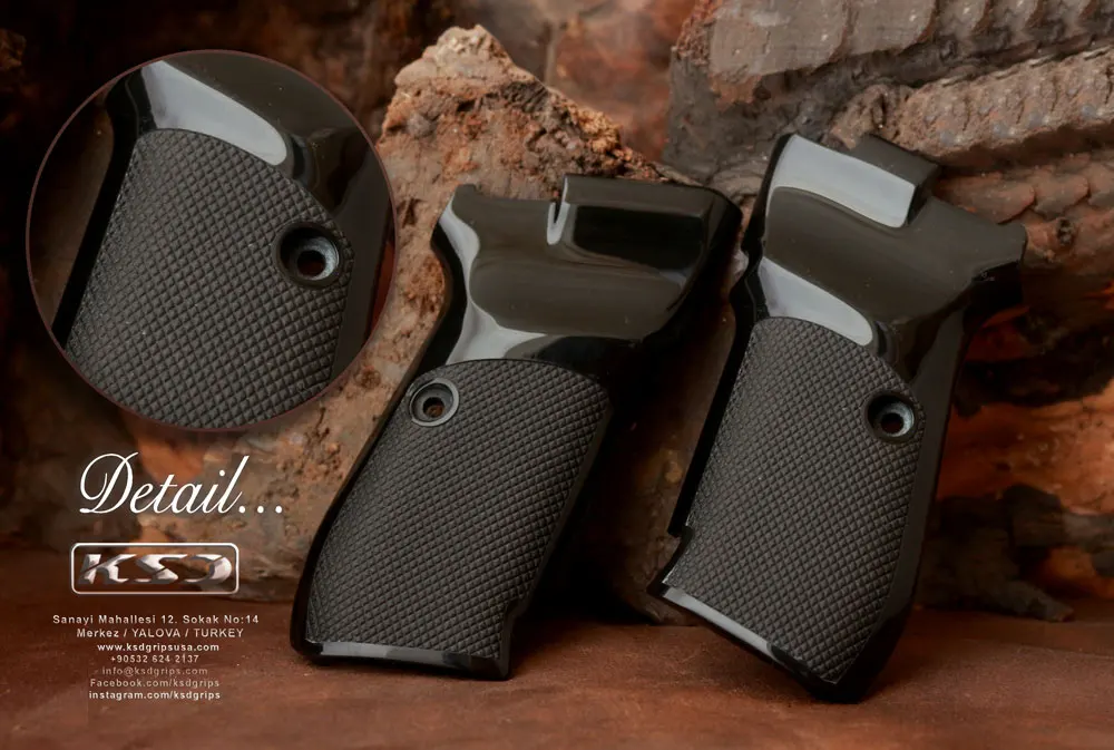 

Ksd CZ 82 83 85 Model Compatible Black Acrylic Grip for Replacement (with Diamond Checkered Pattern)