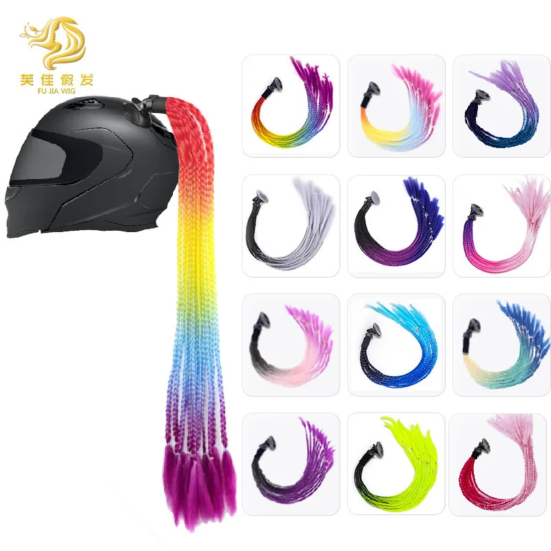 Косички для шлема модные косички хвост с присоской мотоцикла съемные аксессуары