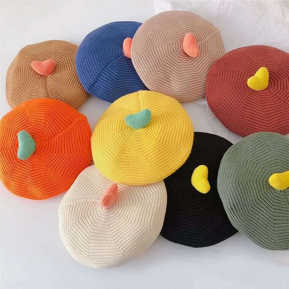 

Lovely Outdoor Cap Windproof Baby Gifts Solid Color Newborn Pumpkin Cap Infant Beanie Hat Baby Hat Toddler Painter Hat