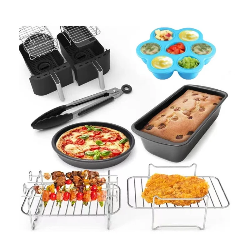 

Air Fryer Accessories Set Fit for Most 5.8Qt and Larger Oven Cake & Pizza Pan Metal Holder Skewer Rack Rectangular Barbecue Rack