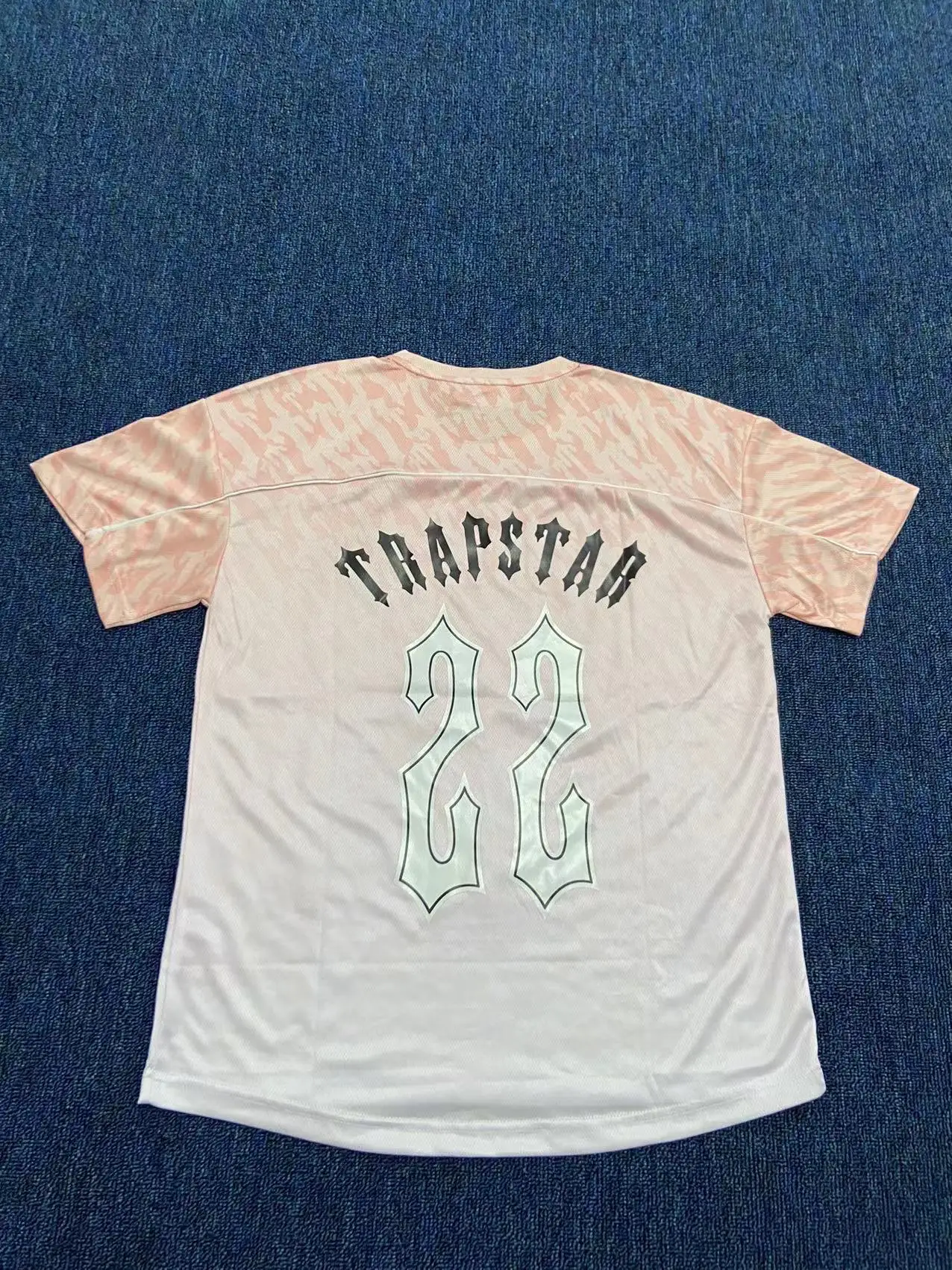 

European and American Fashion Brand Trapstar Jersey No. 22 Letter Gradient Blue T-shirt Loose Sports Casual Short Sleeve Summer