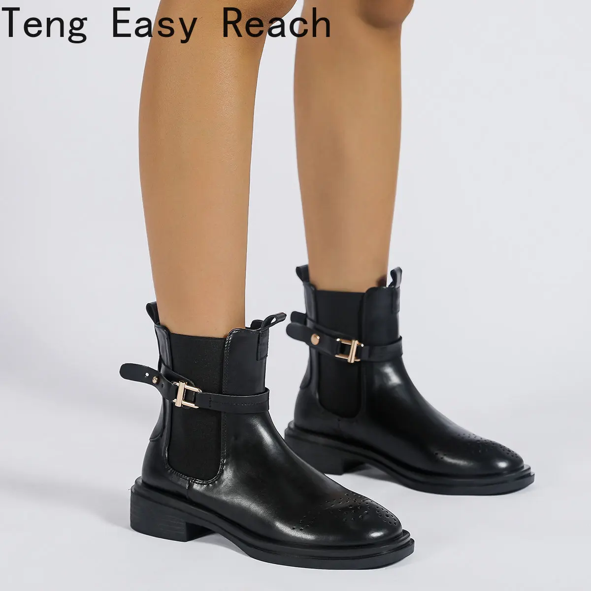 

Женские ботильоны на платформе, ботинки из искусственной кожи на шнуровке с застежкой-молнией и круглым носком, обувь ручной работы на толстой подошве, Осень-зима 2023