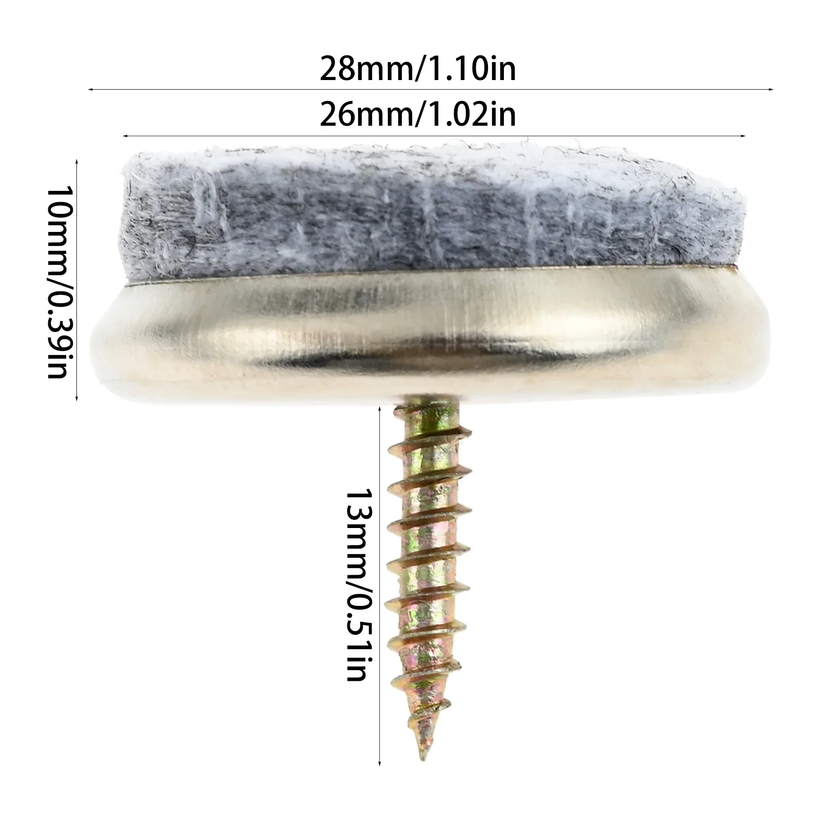 10 шт., фетровые накладки на деревянные полы, 18/20/22/24/28 мм
