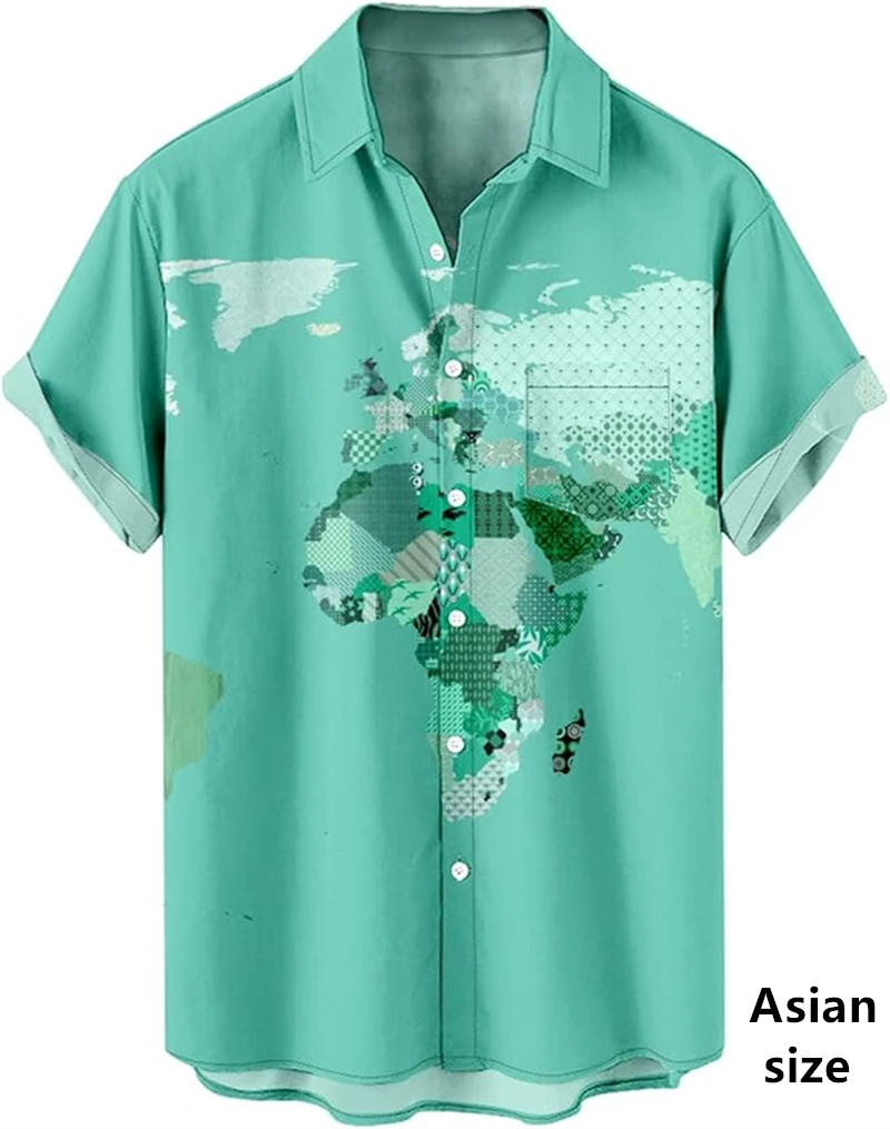 Фото New World Maps Africa Graphic Shirts Men Womens 3D Printed Hawaiian Shirts Clothing Harajuku Fashion Button Short Sleeve Tops №2