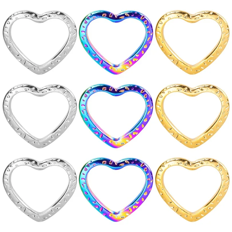 5 шт. DIY 316L Нержавеющая сталь 16x18 мм узор в горошек любовь цвет золото подвески для