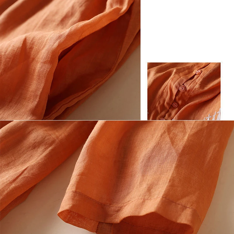 Платья хлопковое женское средней длины весна-лето вышивка в ретро-стиле - купить