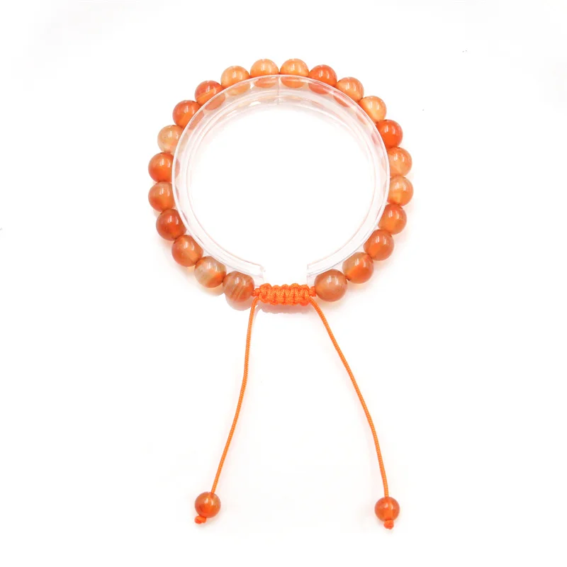 

Carnelian Bracelet For Women Girls Natural Chakra Gemstone Bangle Woven Beaded Jewelry Round Beads 8mm Adjustable Fashion Design