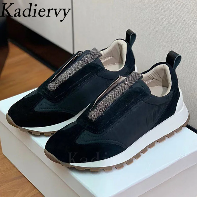 Кроссовки женские повседневные с круглым носком на шнуровке бусинами лоскутные