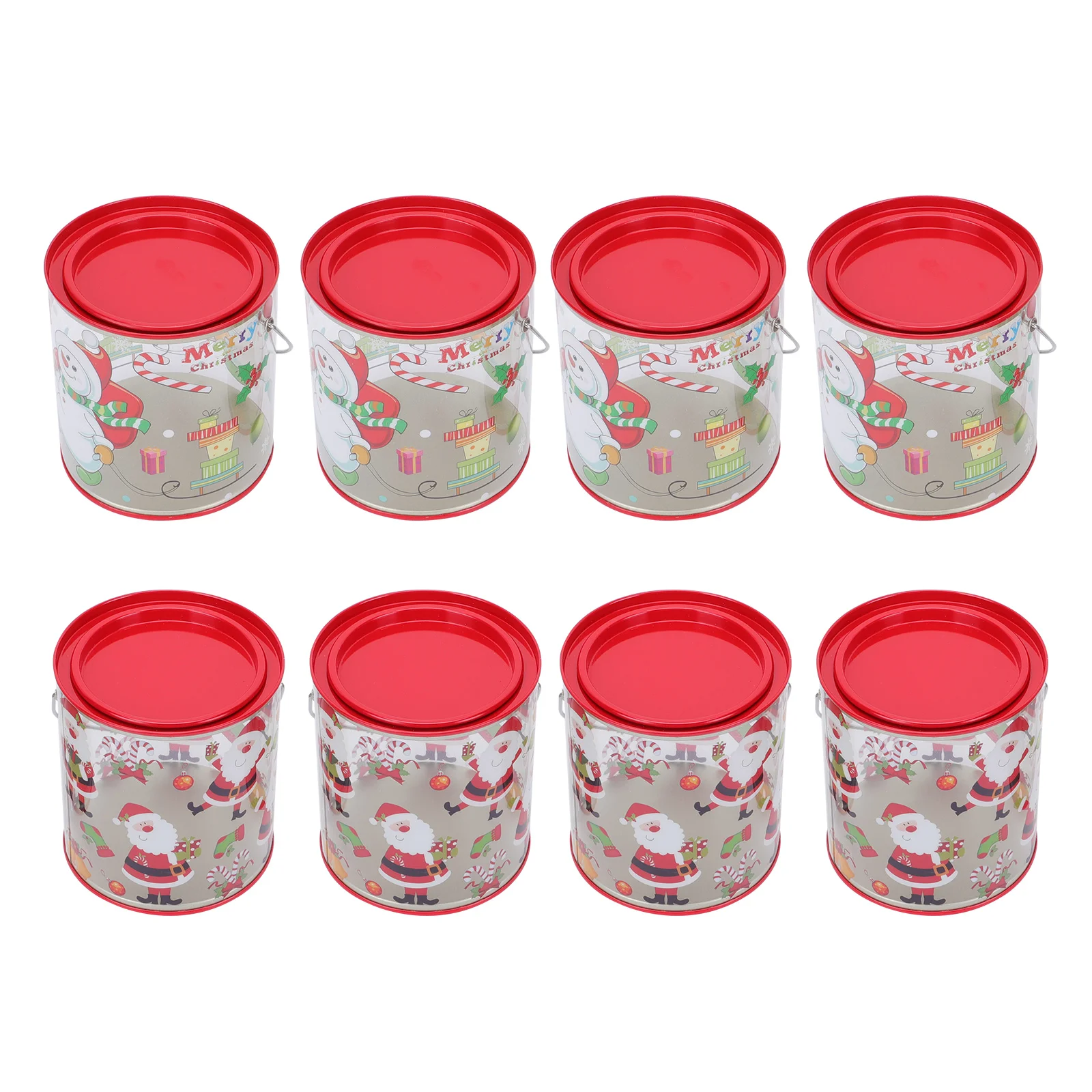 

8 Pcs Portable Cylinder Christmas Decoration Tinplate Lid Canister Candy Gift Bucket Seal Goodie Box Supply Container The Pet