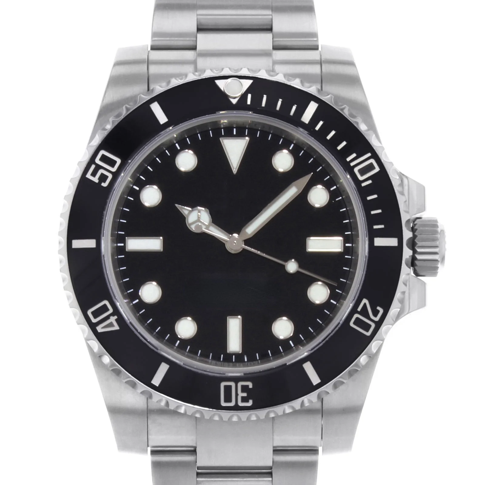 

mens mechanical automatic watch No Date black blue ceramic