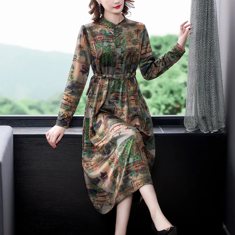 Женское шелковое платье миди с цветочным принтом элегантное праздничное