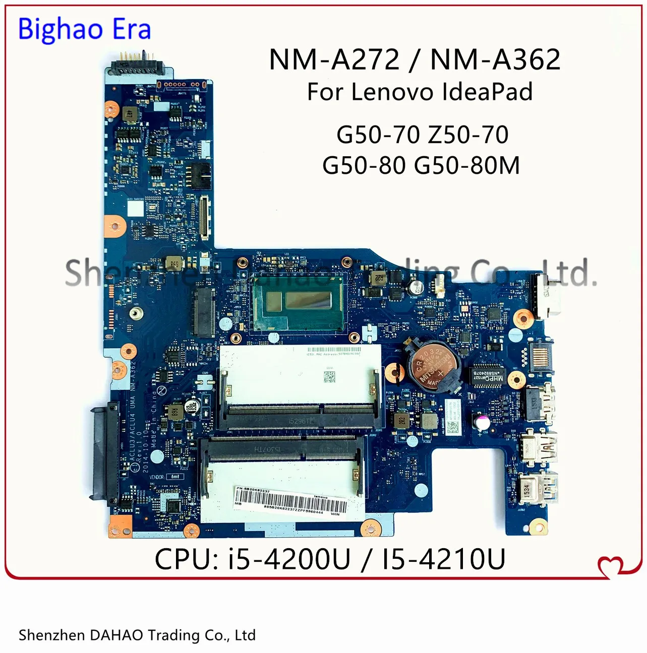

For Lenovo Ideapad G50-70 G50-80 G50-70M Laptop motherboard ACLU1/ACLU2 UMA NM-A272 NM-A362 Mainboard With i5-4200U/4210U DDR3