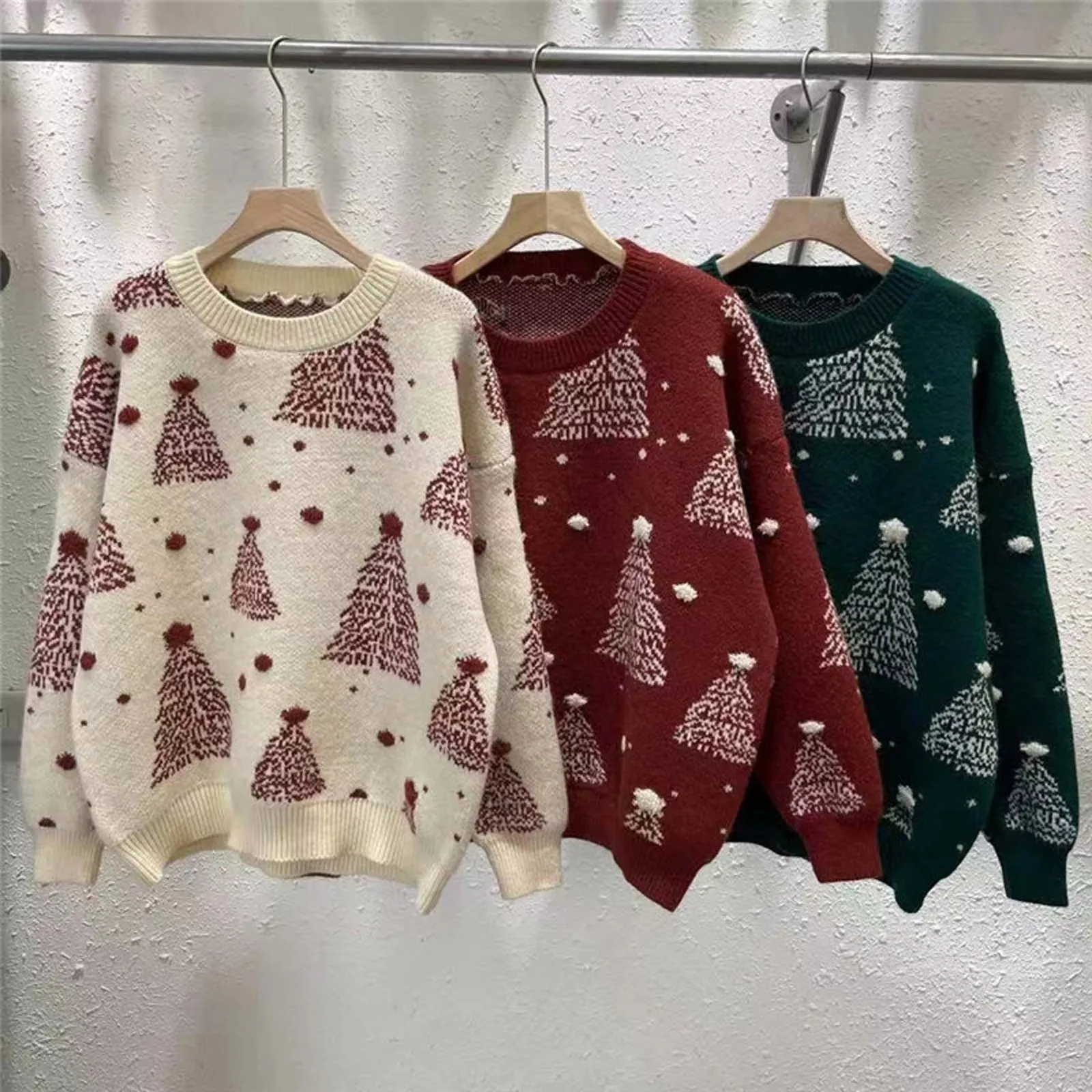 Рождественские вязаные свитера для семейных пар жаккардовые джемперы с длинными