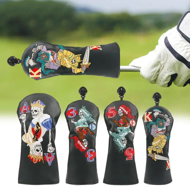 

4 Pcs Skull Embroidery Golf Club Cover Golf Head Covers For Woods And Driver Elastic Golf Club Irons Covers Set Driver Head Cove