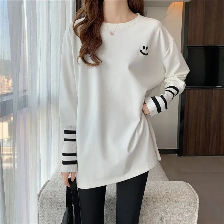 

Rostiute2022 spring and autumn new long-sleeved T-shirt women's loose bottoming shirt women's sanding thickening warm