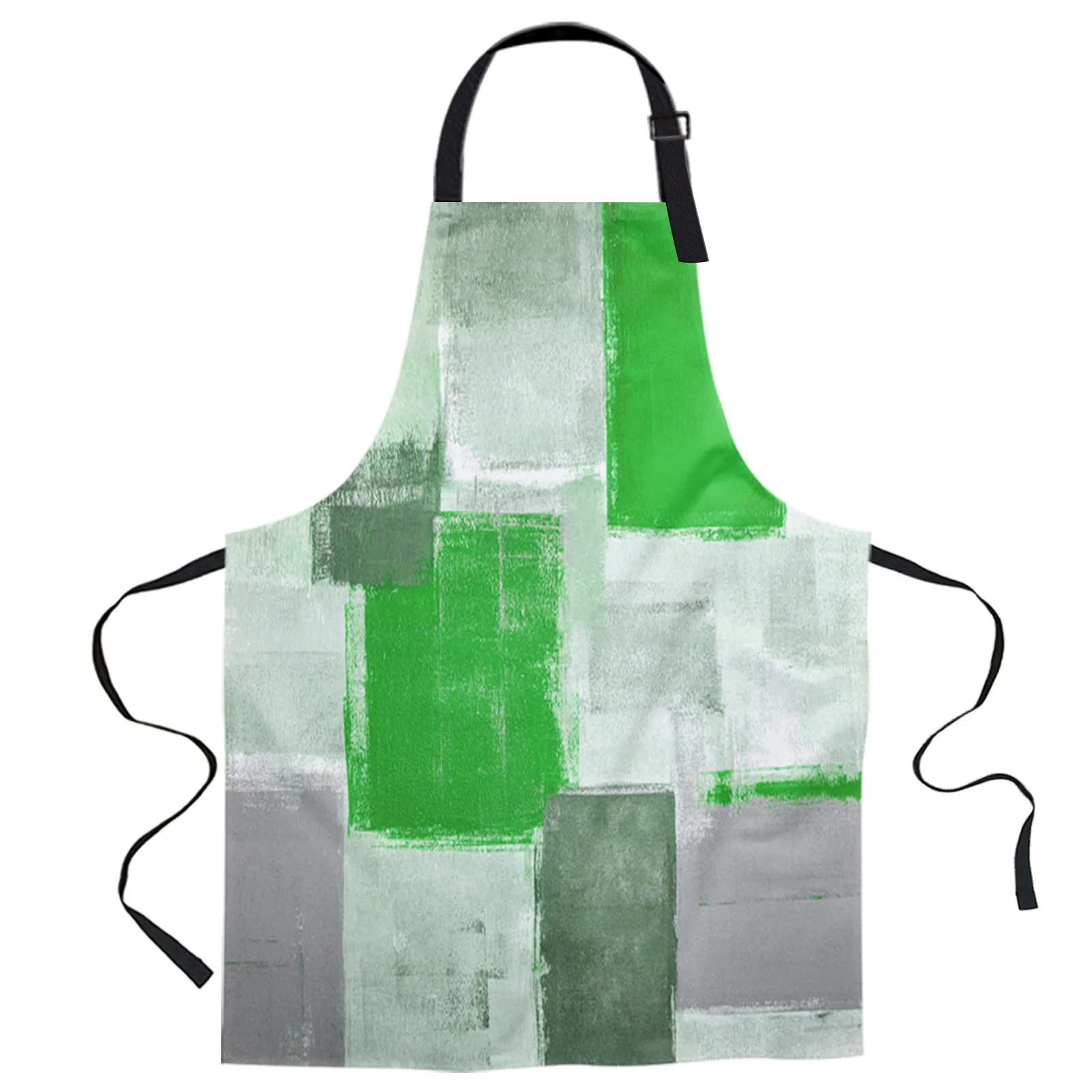 

Oil Painting Abstract Geometric Green Design Adjustable Canvas Kitchen Coffee Apron Ladies Couple Cooking Dining