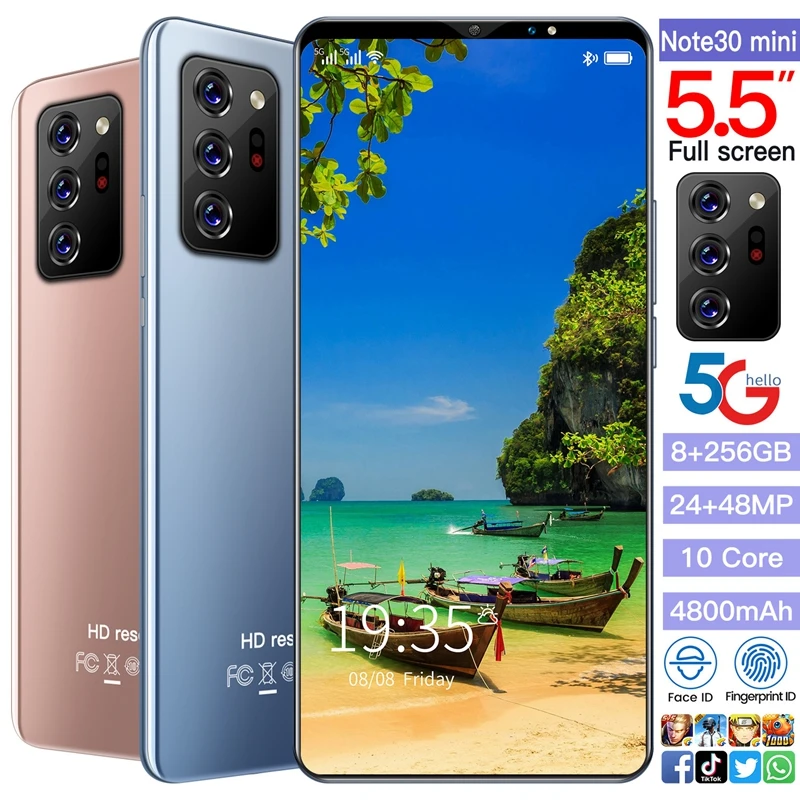 

note30mini smartphone 5.5 inch large screen face recognition GPS navigation dual SIM dual mode 4800mAh
