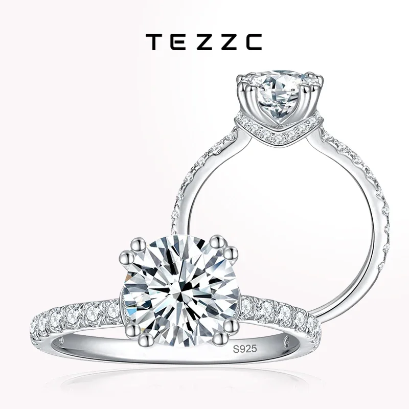 Tezzc 1 5 карата все кольца с муассанитом обручальное кольцо для женщин стерлинговое