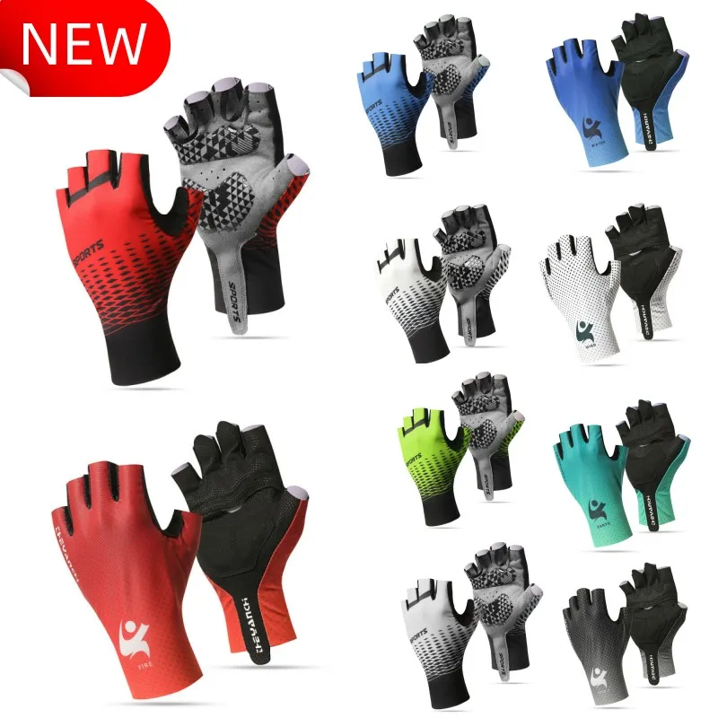 

Велосипедные перчатки с открытыми пальцами для мужчин, спортивные дышащие перчатки с защитой от солнца для рыбалки на открытом воздухе, всесезонные Нескользящие Перчатки для фитнеса