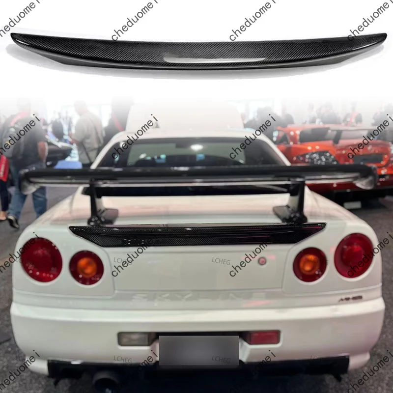 Подходит для Nissan Skyline GTR R34 GTT 1999-2002 годов выпуска. Задний спойлер на крышку багажника из карбона. Аэродинамический элемент для стайлинга автомобиля. (art.: 3920dcd16a2e6) - 3920dcd16a2e6