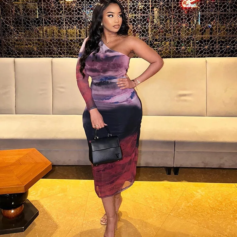 Уличная одежда 2023, Осеннее Сексуальное Женское Платье с цветным рисунком, длинное платье на бедрах, официальная элегантная одежда, вечерние платья, платье
