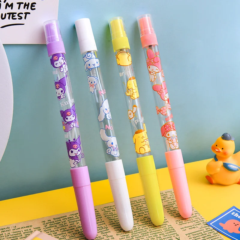 

48pcs Sanrio Kawaii Kuromi Gel Pen My Melody Cinnamoroll Pom Pom Purin Student Stationery Cartoon Waterable Spray Pen Girl Gift