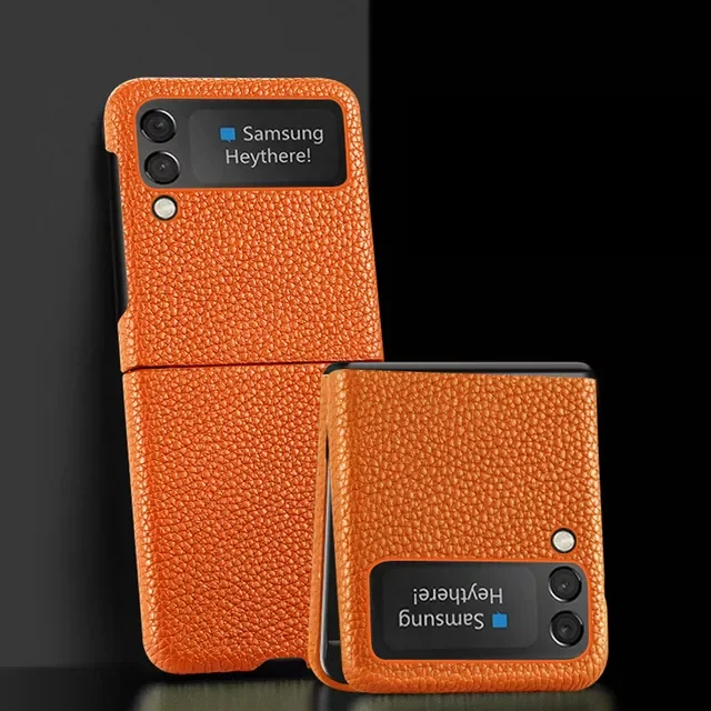 

Leather Phone Case for Samsung Z Flip 3 Z Flip3 Shockproof Separate Luxury Back Cover Shell