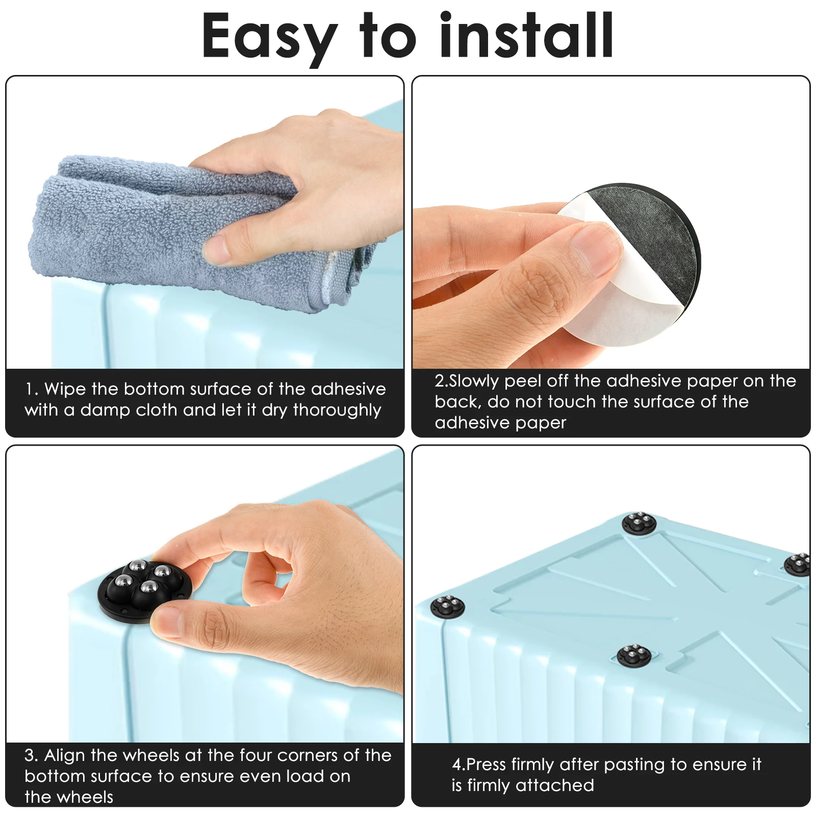 16 шт. мини-ролик вращающийся на 360 градусов самоклеящийся поворотный ролик с 4