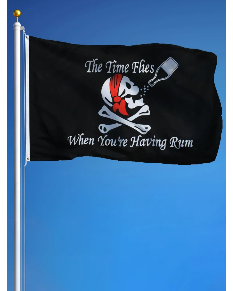 

Флаг с черепом 60x90/90x150 см, флаг JOLLY ROGER, время летает, когда у вас есть ром, пиратский флаг 3x5 футов